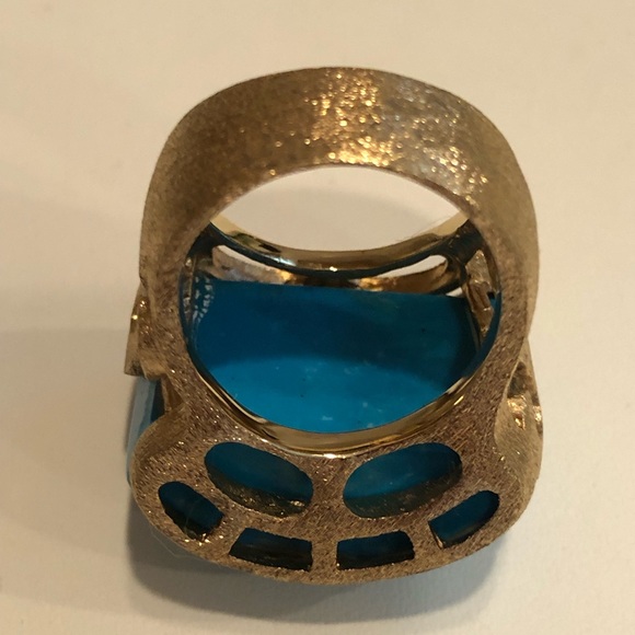 Blue Howlite Gold Statement Ring - Picture 7 of 15